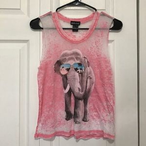 "Cool Elephant" Pink Burnout Tee